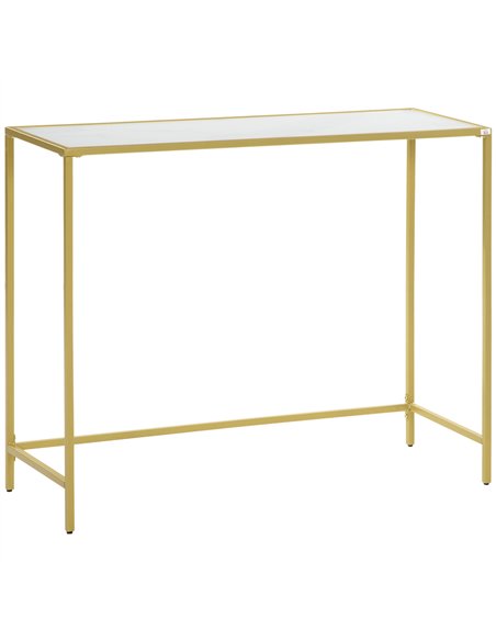 HOMCOM Modern Console Table, Tempered Glass Top Sofa Table with Steel Frame Adjustable Feet for Living Room, Hallway, White - pic 126732 | FastDaddyshop