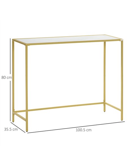 HOMCOM Modern Console Table, Tempered Glass Top Sofa Table with Steel Frame Adjustable Feet for Living Room, Hallway, White - pic 126734 | FastDaddyshop