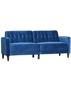 HOMCOM Modern 3 Seater Velvet Sofa Bed, Click Clack Sofa Bed, Button Tufted Sleeper Couch with Split Reclining Backrest and Rubb