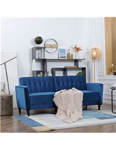 HOMCOM Modern 3 Seater Velvet Sofa Bed, Click Clack Sofa Bed, Button Tufted Sleeper Couch with Split Reclining Backrest and Rubb 2