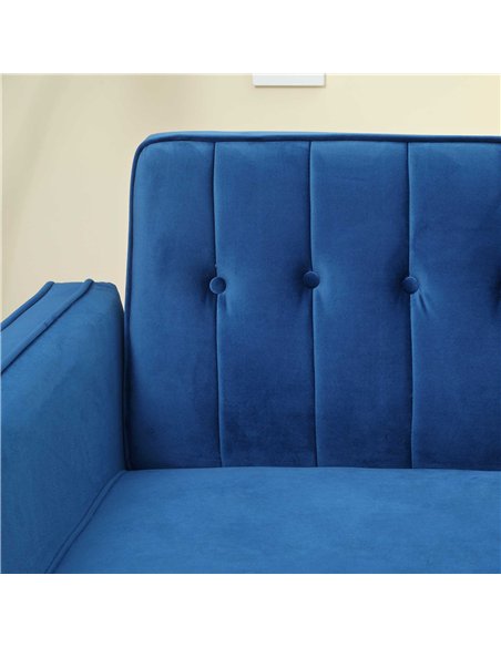 HOMCOM Modern 3 Seater Velvet Sofa Bed, Click Clack Sofa Bed, Button Tufted Sleeper Couch with Split Reclining Backrest and Rubb - pic 126749 | FastDaddyshop