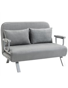 HOMCOM Two-Seater Click-Clack Sofa Bed - Light Grey