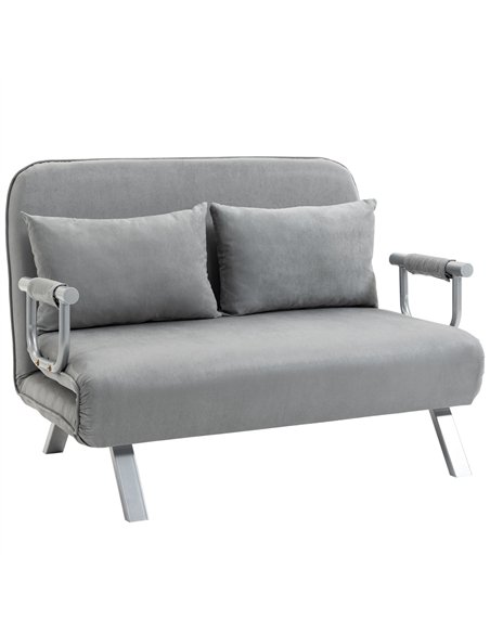 HOMCOM Two-Seater Click-Clack Sofa Bed - Light Grey - pic 126750 | FastDaddyshop