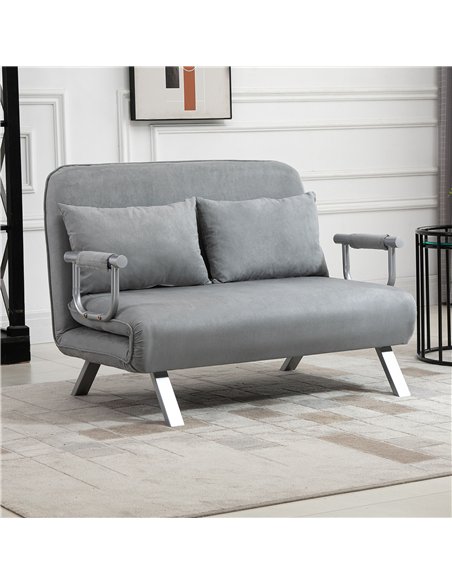 HOMCOM Two-Seater Click-Clack Sofa Bed - Light Grey - pic 126751 | FastDaddyshop