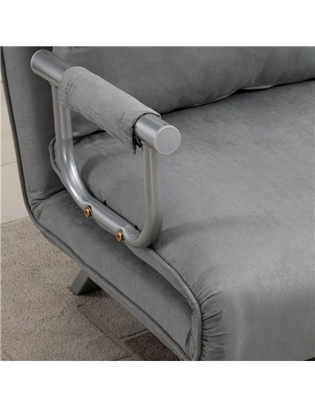 HOMCOM Two-Seater Click-Clack Sofa Bed - Light Grey - pic 126757 | FastDaddyshop