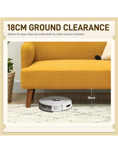 HOMCOM Velvet Feel Fabric 2 Seater Sofa, Small Sofa Loveseat with 21cm Thick Padding and Wood Legs, Yellow