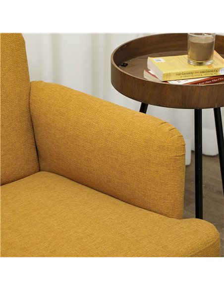 HOMCOM Velvet Feel Fabric 2 Seater Sofa, Small Sofa Loveseat with 21cm Thick Padding and Wood Legs, Yellow - pic 126765 | FastDaddyshop