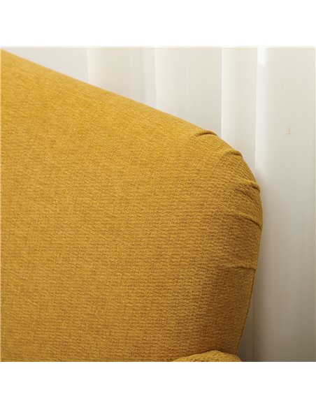 HOMCOM Velvet Feel Fabric 2 Seater Sofa, Small Sofa Loveseat with 21cm Thick Padding and Wood Legs, Yellow - pic 126766 | FastDaddyshop