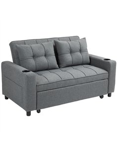 HOMCOM Two-Seater Pull-Out Sofa Bed - Charcoal Grey