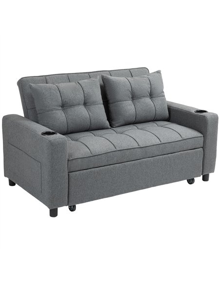 HOMCOM Two-Seater Pull-Out Sofa Bed - Charcoal Grey - pic 126768 | FastDaddyshop