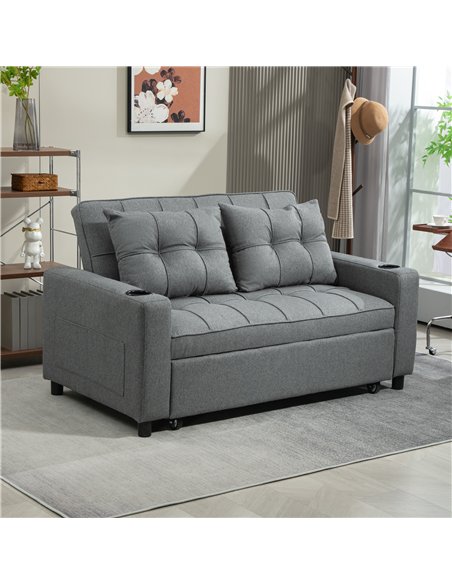 HOMCOM Two-Seater Pull-Out Sofa Bed - Charcoal Grey - pic 126769 | FastDaddyshop
