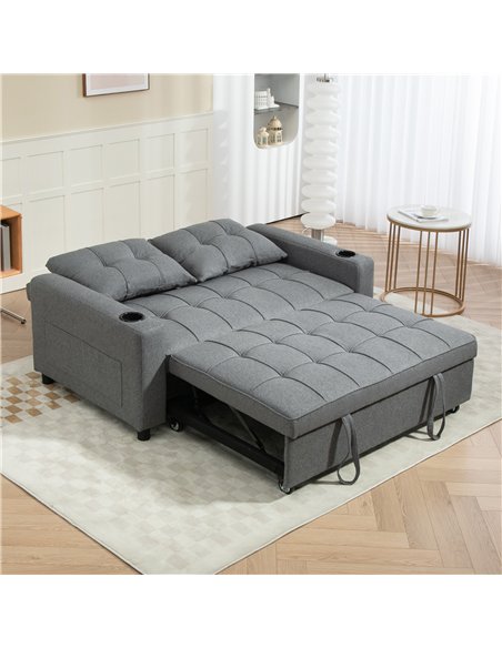 HOMCOM Two-Seater Pull-Out Sofa Bed - Charcoal Grey - pic 126775 | FastDaddyshop