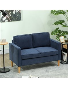 HOMCOM Small Two-Seater Corduroy Sofa - Blue 2