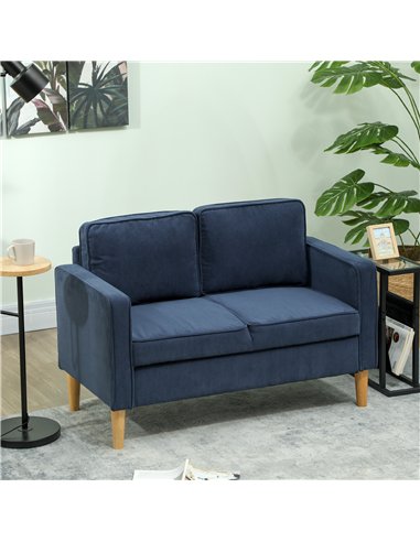HOMCOM Small Two-Seater Corduroy Sofa - Blue