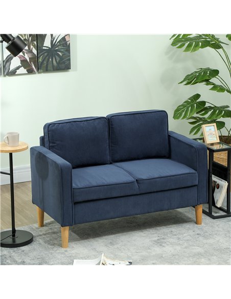 HOMCOM Small Two-Seater Corduroy Sofa - Blue - pic 126778 | FastDaddyshop