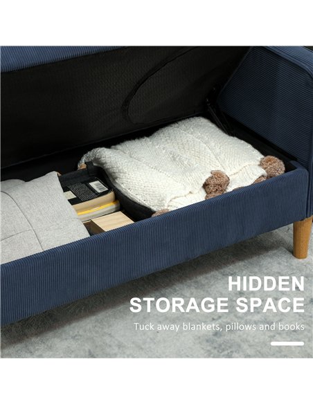 HOMCOM Small Two-Seater Corduroy Sofa - Blue - pic 126780 | FastDaddyshop