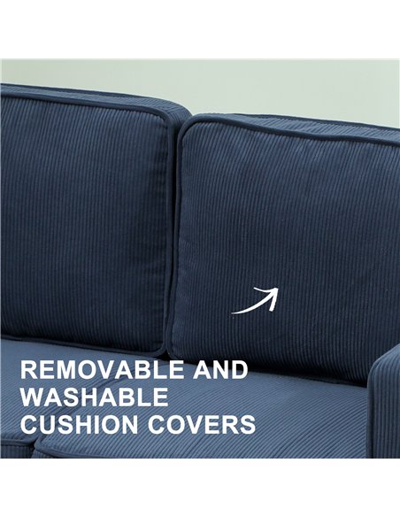 HOMCOM Small Two-Seater Corduroy Sofa - Blue - pic 126782 | FastDaddyshop