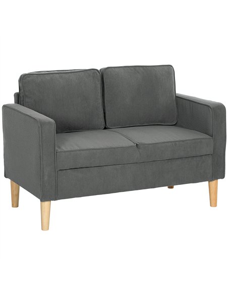 HOMCOM Small Two-Seater Corduroy Sofa - Grey - pic 126786 | FastDaddyshop