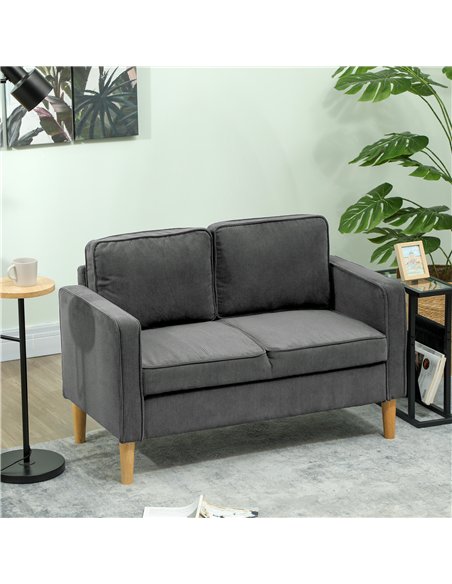 HOMCOM Small Two-Seater Corduroy Sofa - Grey - pic 126787 | FastDaddyshop