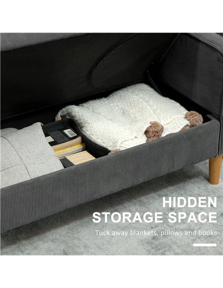 HOMCOM Small Two-Seater Corduroy Sofa - Grey - pic 126789 | FastDaddyshop