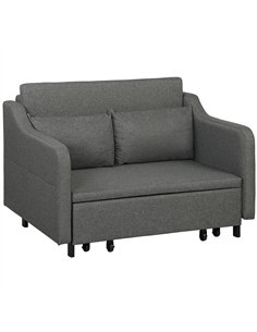 HOMCOM Two-Seater Pull-Out Sofa Bed - Grey