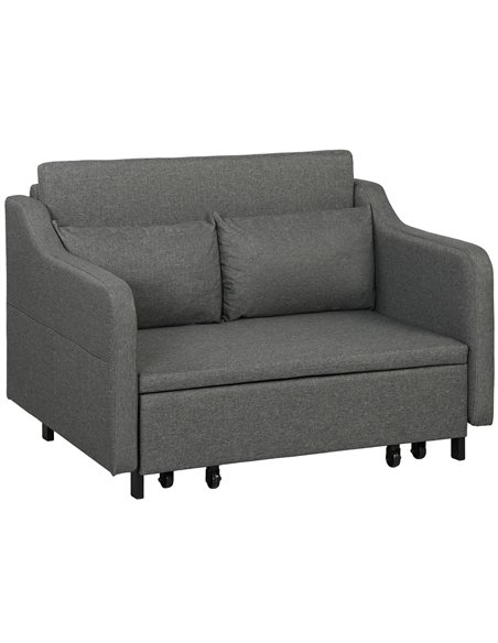 HOMCOM Two-Seater Pull-Out Sofa Bed - Grey - pic 126795 | FastDaddyshop