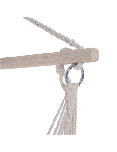 Outsunny Outdoor Hammock Hanging Rope Cushioned Chair Garden Yard Patio Swing Seat Wooden Cotton Cloth (Orange)