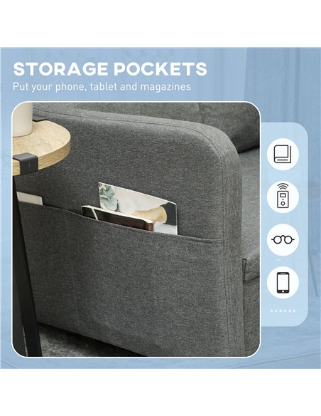 HOMCOM Two-Seater Pull-Out Sofa Bed - Grey - pic 126800 | FastDaddyshop