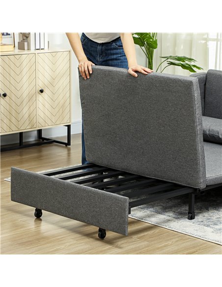 HOMCOM Two-Seater Pull-Out Sofa Bed - Grey - pic 126803 | FastDaddyshop