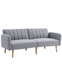 HOMCOM Three-Seater Sofa Bed, with Split Back - Light Grey