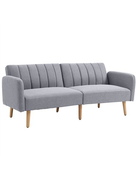 HOMCOM Three-Seater Sofa Bed, with Split Back - Light Grey - pic 126804 | FastDaddyshop
