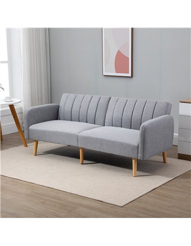 HOMCOM Three-Seater Sofa Bed, with Split Back - Light Grey