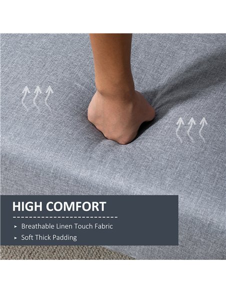 HOMCOM Three-Seater Sofa Bed, with Split Back - Light Grey - pic 126807 | FastDaddyshop
