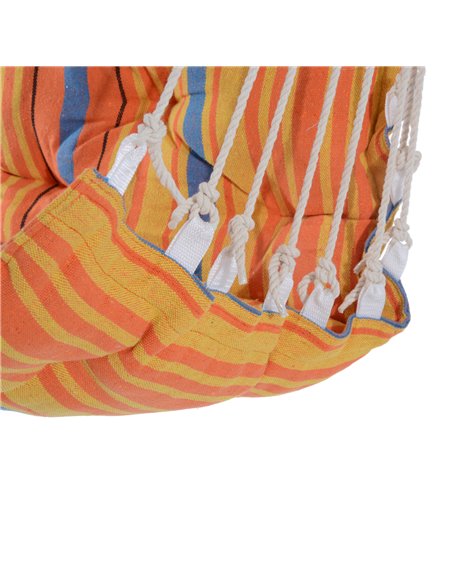 Outsunny Outdoor Hammock Hanging Rope Cushioned Chair Garden Yard Patio Swing Seat Wooden Cotton Cloth (Orange) - pic 12681 | FastDaddyshop