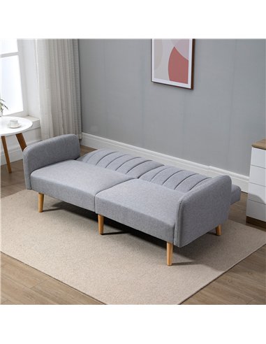 HOMCOM Three-Seater Sofa Bed, with Split Back - Light Grey