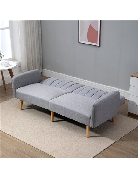 HOMCOM Three-Seater Sofa Bed, with Split Back - Light Grey - pic 126810 | FastDaddyshop