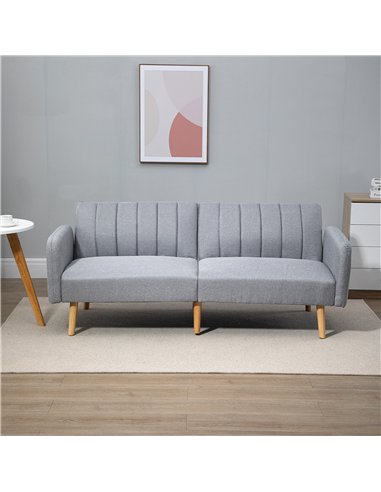 HOMCOM Three-Seater Sofa Bed, with Split Back - Light Grey