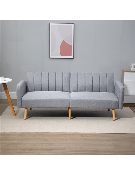 HOMCOM Three-Seater Sofa Bed, with Split Back - Light Grey - pic 126811 | FastDaddyshop