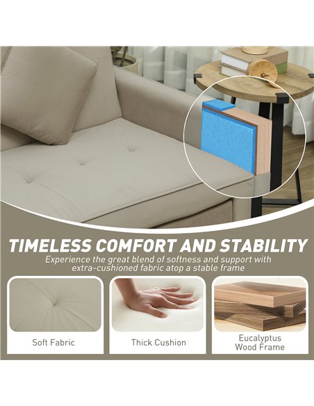 HOMCOM Three-Person Velvet-Feel Sofa Bed - Beige - pic 126820 | FastDaddyshop