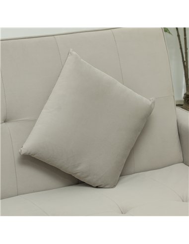 HOMCOM Three-Person Velvet-Feel Sofa Bed - Beige