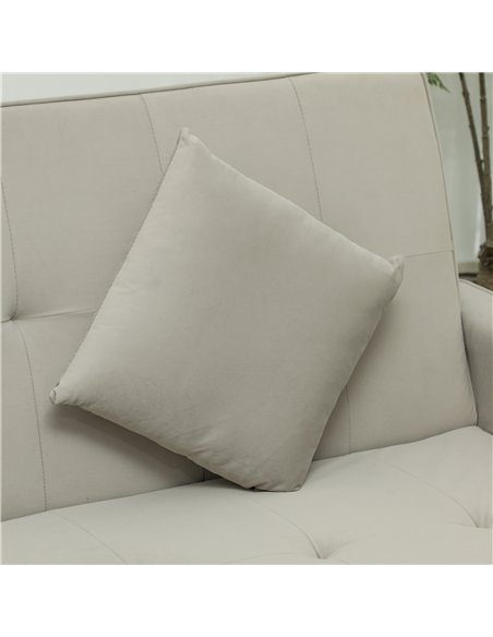 HOMCOM Three-Person Velvet-Feel Sofa Bed - Beige - pic 126821 | FastDaddyshop