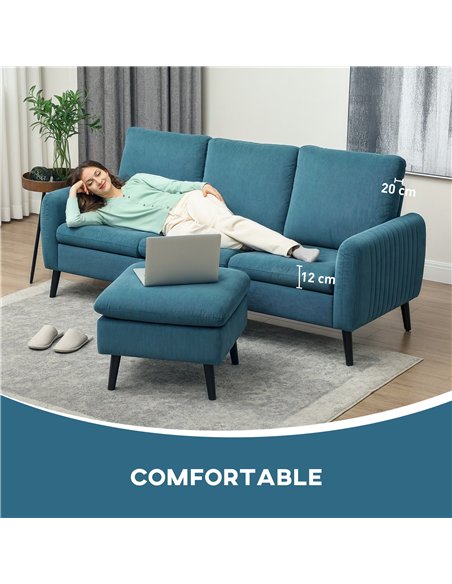 HOMCOM Corner Sofa with Reversible Chaise Lounge, Corduroy Fabric 3 Seater Sofa Settee for Living Room, L Shaped Couch with Scat - pic 126846 | FastDaddyshop