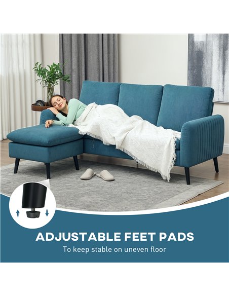 HOMCOM Corner Sofa with Reversible Chaise Lounge, Corduroy Fabric 3 Seater Sofa Settee for Living Room, L Shaped Couch with Scat - pic 126848 | FastDaddyshop