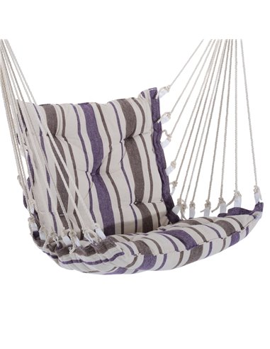 Outsunny Outdoor Hammock Hanging Rope Cushioned Chair Garden Yard Patio Swing Seat Wooden Cotton Cloth (Brown)