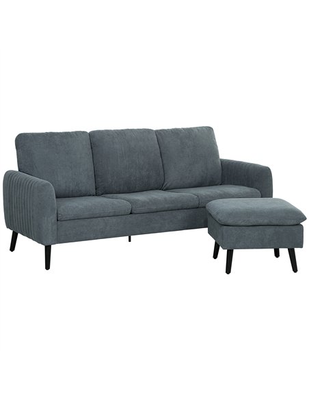 HOMCOM Corner Sofa with Reversible Chaise Lounge, Corduroy Fabric 3 Seater Sofa Settee for Living Room, L Shaped Couch with Scat - pic 126876 | FastDaddyshop