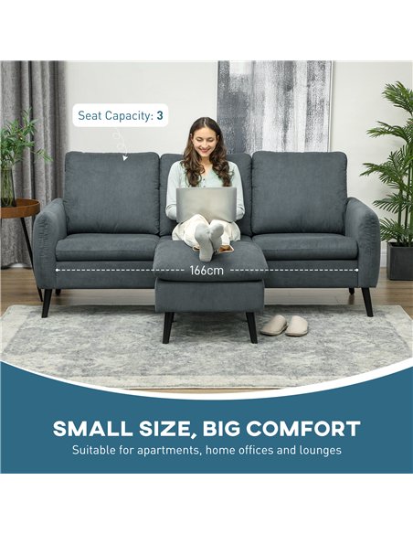 HOMCOM Corner Sofa with Reversible Chaise Lounge, Corduroy Fabric 3 Seater Sofa Settee for Living Room, L Shaped Couch with Scat - pic 126880 | FastDaddyshop