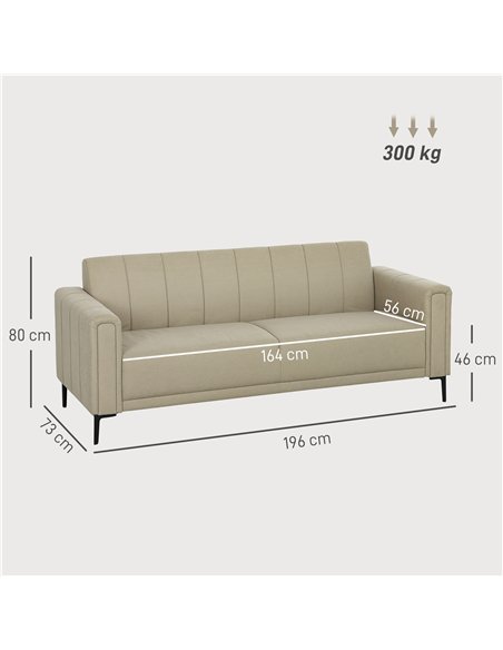 HOMCOM 3 Seater Sofa, Modern Fabric Sofa Couch, Channel Tufted Upholstered Sofa Settee for Living Room, Guest Room, Bedroom, Hom - pic 126896 | FastDaddyshop