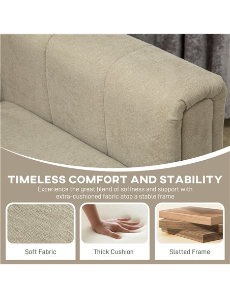 HOMCOM 3 Seater Sofa, Modern Fabric Sofa Couch, Channel Tufted Upholstered Sofa Settee for Living Room, Guest Room, Bedroom, Hom - pic 126899 | FastDaddyshop