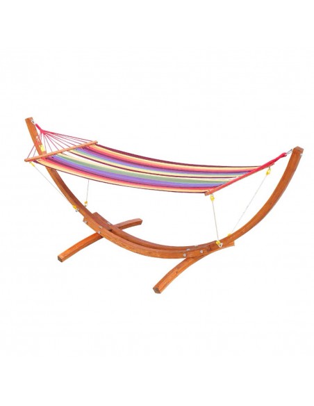 Outsunny Garden Outdoor Wooden Hammock with Arc Stand, Multi-Colour - pic 12690 | FastDaddyshop