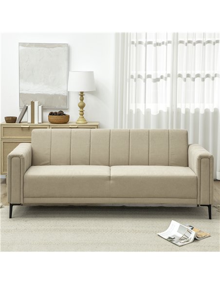 HOMCOM 3 Seater Sofa, Modern Fabric Sofa Couch, Channel Tufted Upholstered Sofa Settee for Living Room, Guest Room, Bedroom, Hom - pic 126900 | FastDaddyshop